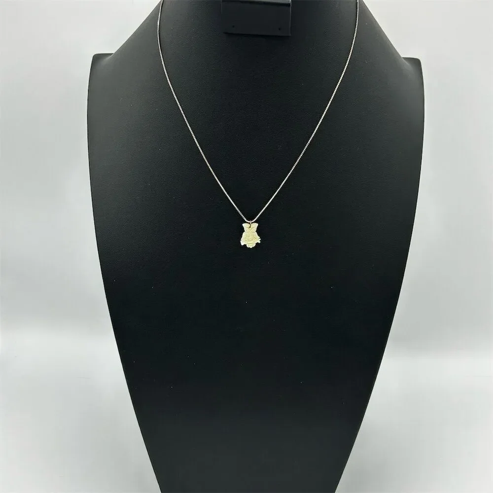 Mother of Pearl Owl Pendant Necklace Gold Tone Chain